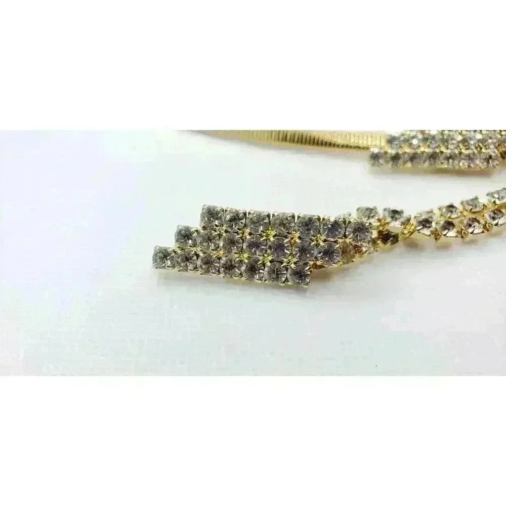 Vintage Rhinestone Gold Coil Stretch Belt Waist Chain Juliana